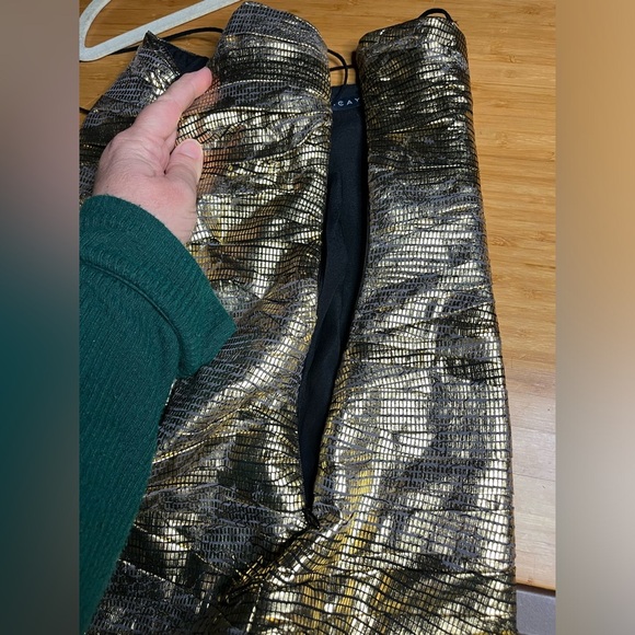 Zeynep Arcay Ruched Mini Chiffon Dress in Metallic Gold 100% silk. Size US 4 - Picture 11 of 12